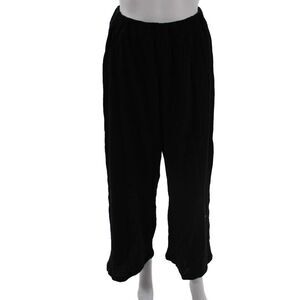 Plume And Thread Womens Pull On High Rise Wide Leg Pants Black Cotton Size 2